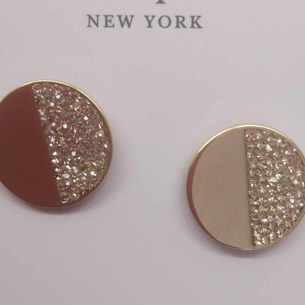 Kate Spade New Gold Disc with 1/2 Pave Earrings